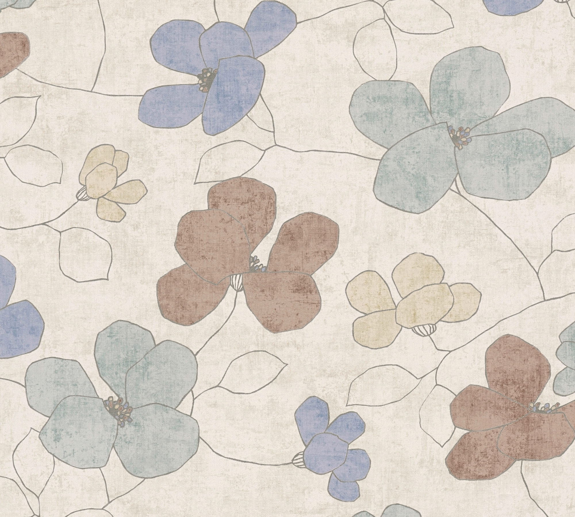 AS Vliestapete Nordic Feeling Blumen Grau 791473