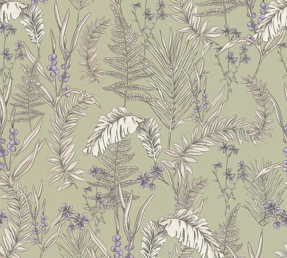 Livingwalls Vliestapete Drawn Into Nature Floral 394343