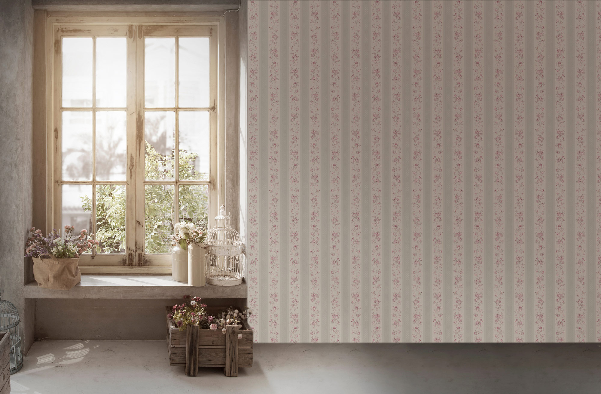 AS Vliestapete Maison Charme Floral grau 390692