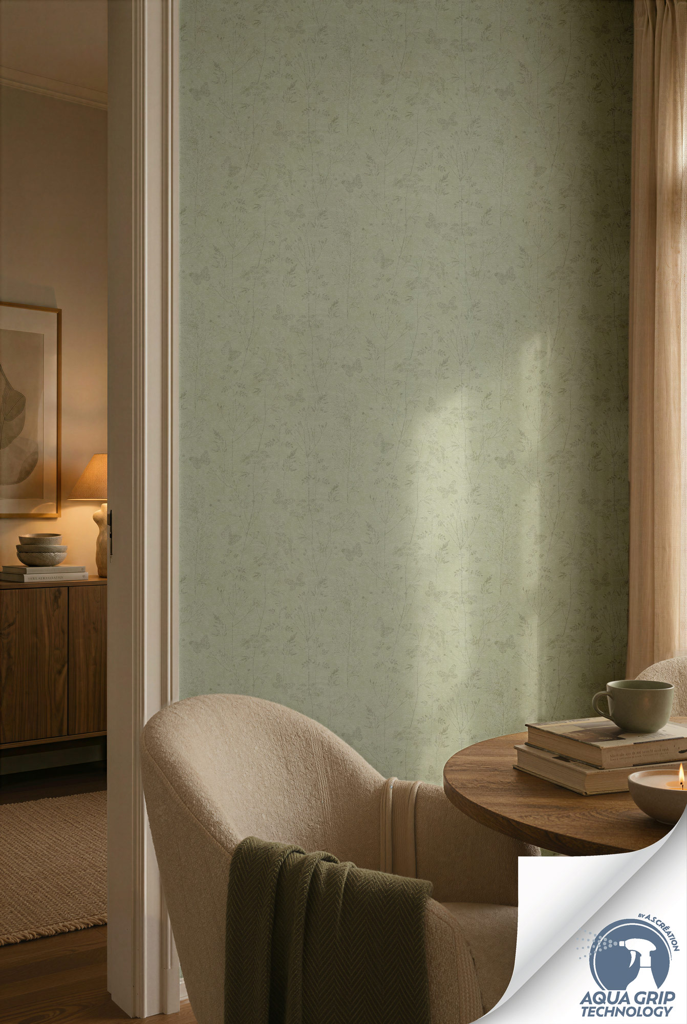 AS Vliestapete Cosiness Designdrop 2 Floral Grün 792833