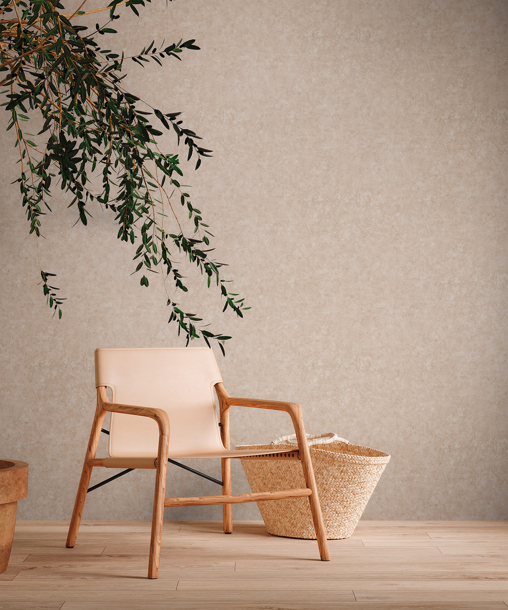 AS Vliestapete MS Travel Styles Putzoptik Hellbraun 392234