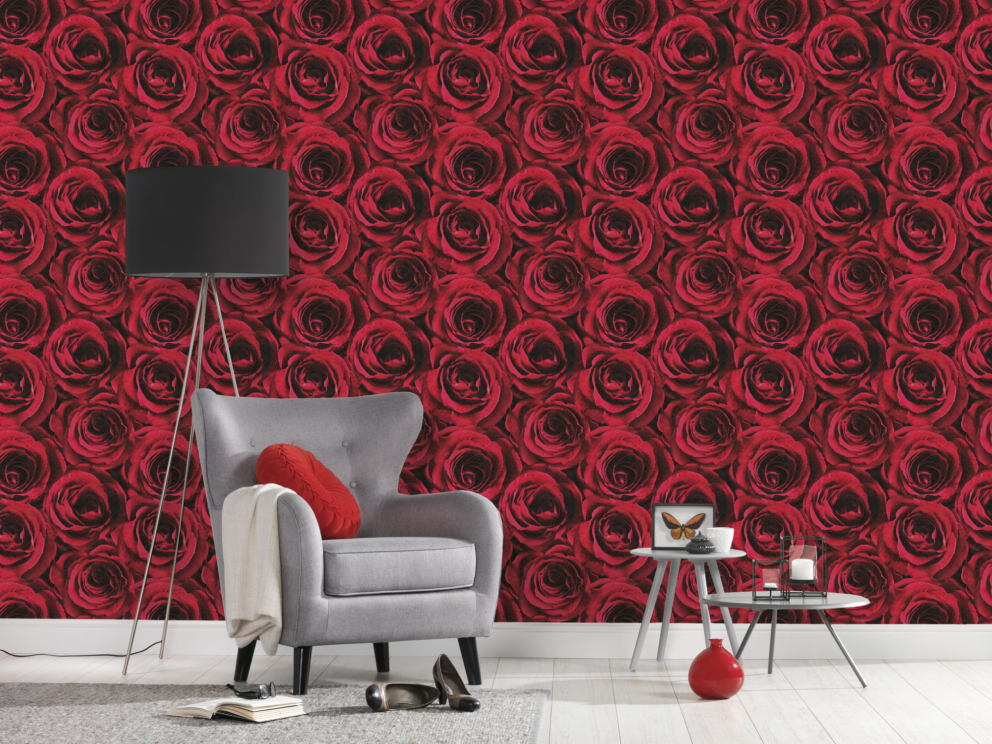 AS Création Vliestapete rot Rosen Blumen 370042