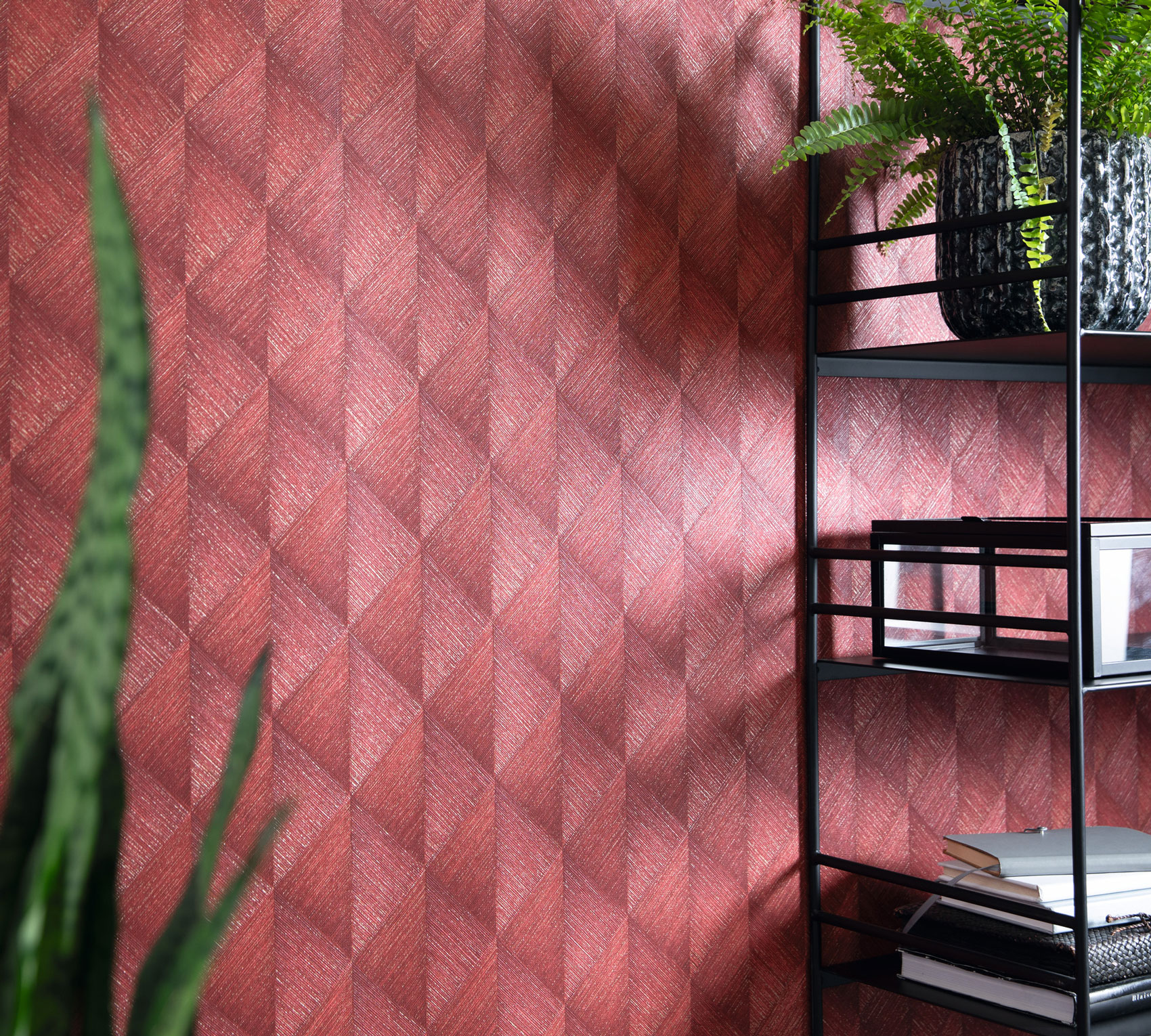 Rasch Vliestapete Tropical House Streifen rot 687965