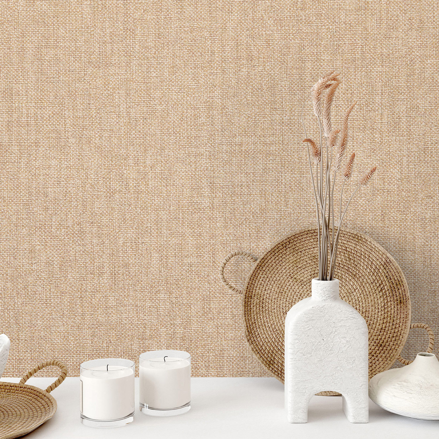 Hohenberger Vliestapete Artist Textile Plain Apricot 27257