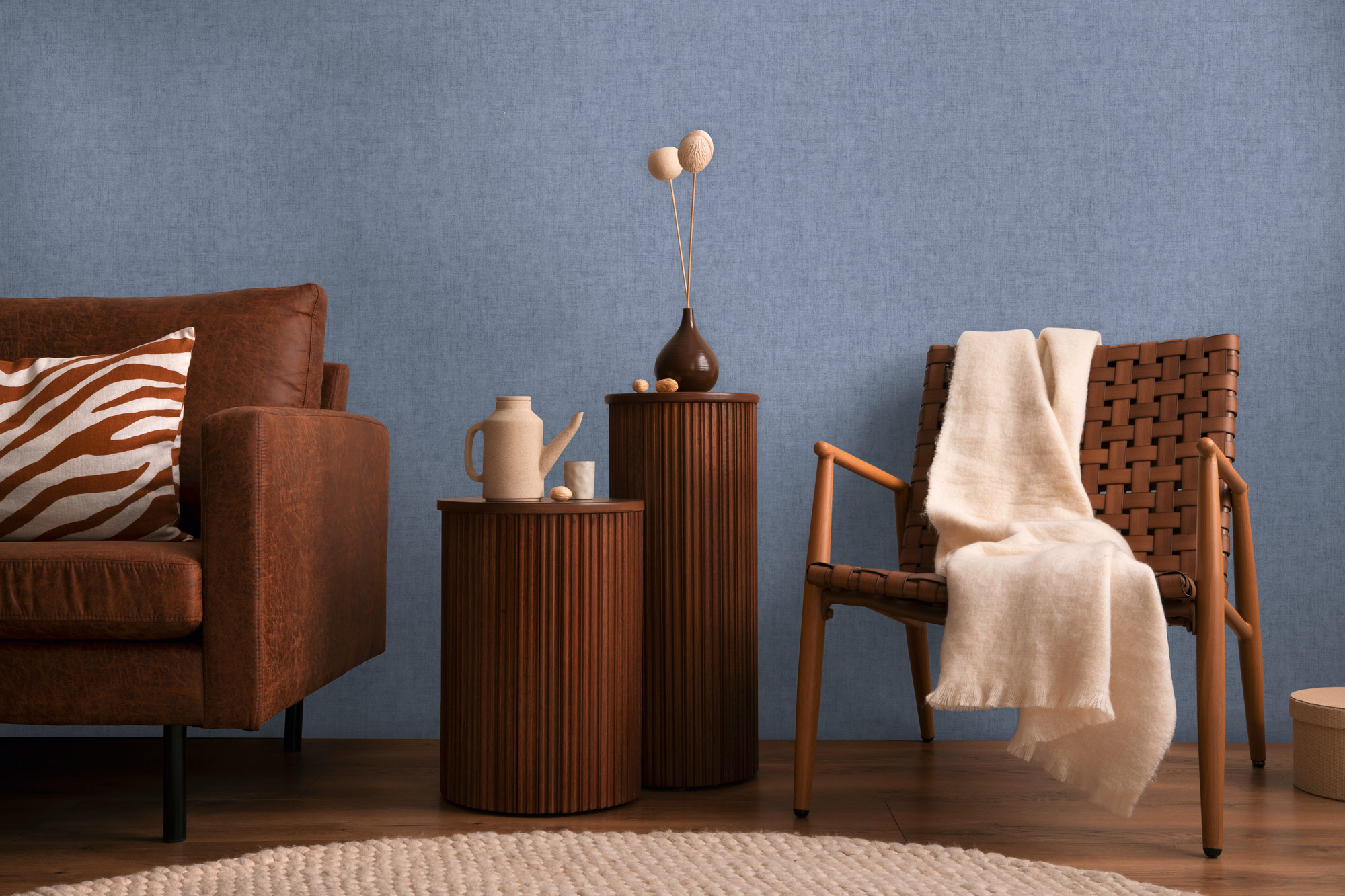 AS Vliestapete CosmoLiving Uni Blau 791102