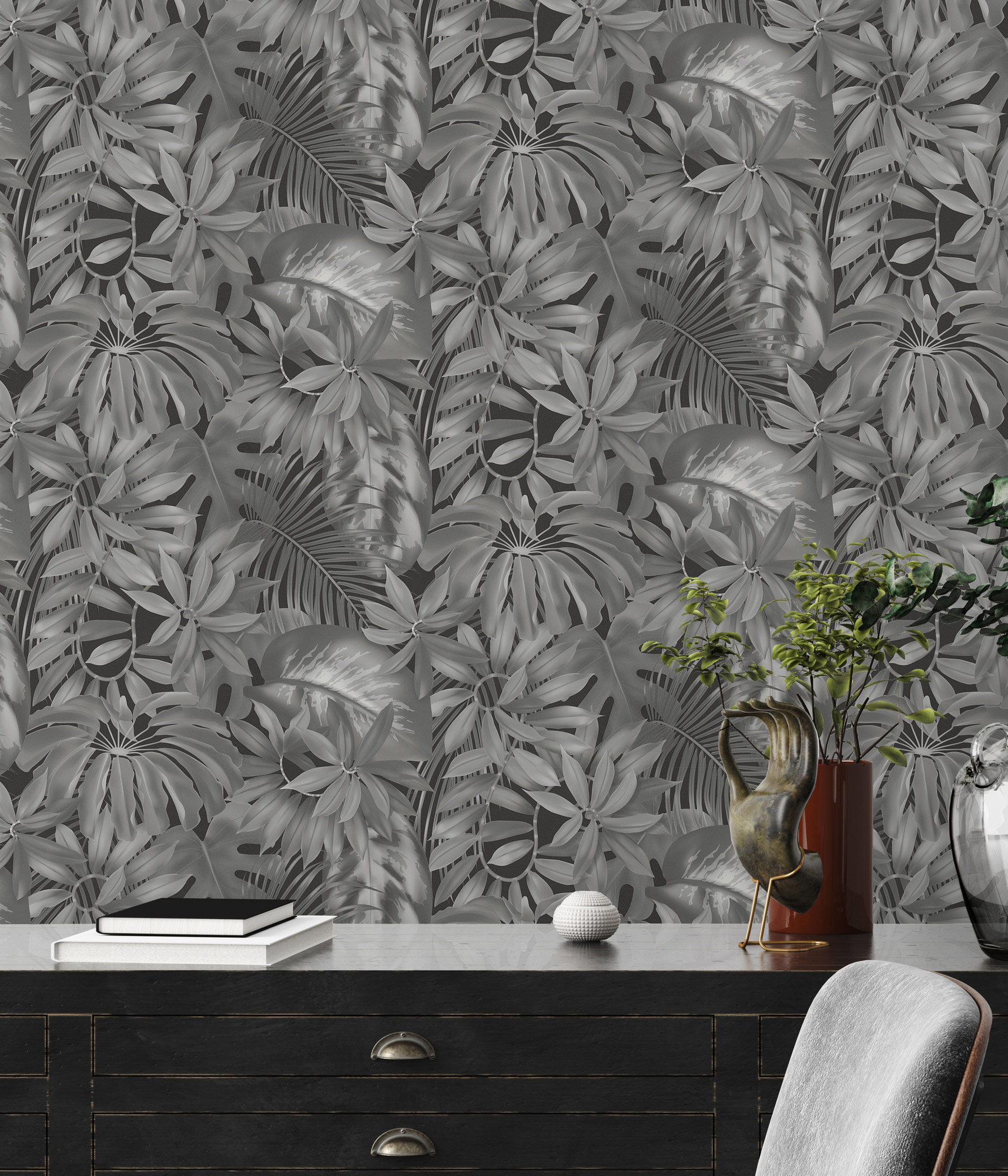 AS Vliestapete PintWalls Dschungeltapete Grau 387203