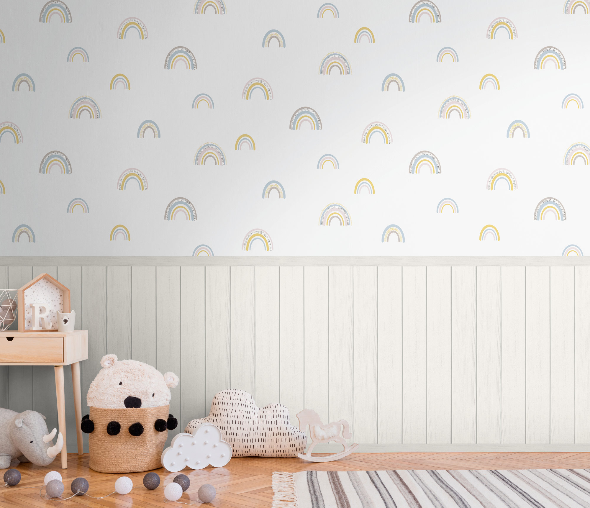 AS Vliestapete Wallpanel creme Regenbogen 398171