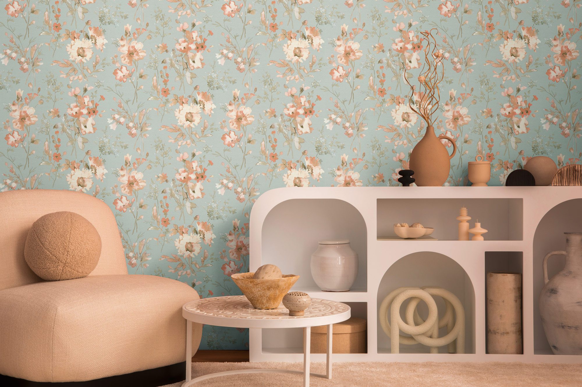 AS Vliestapete CosmoLiving Blumen Blau 790616