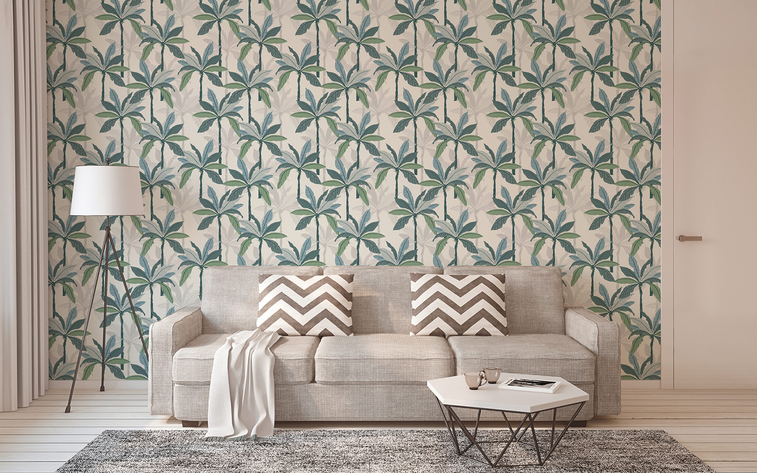 AS Vliestapete Geo Nordic Palmen blau 375301