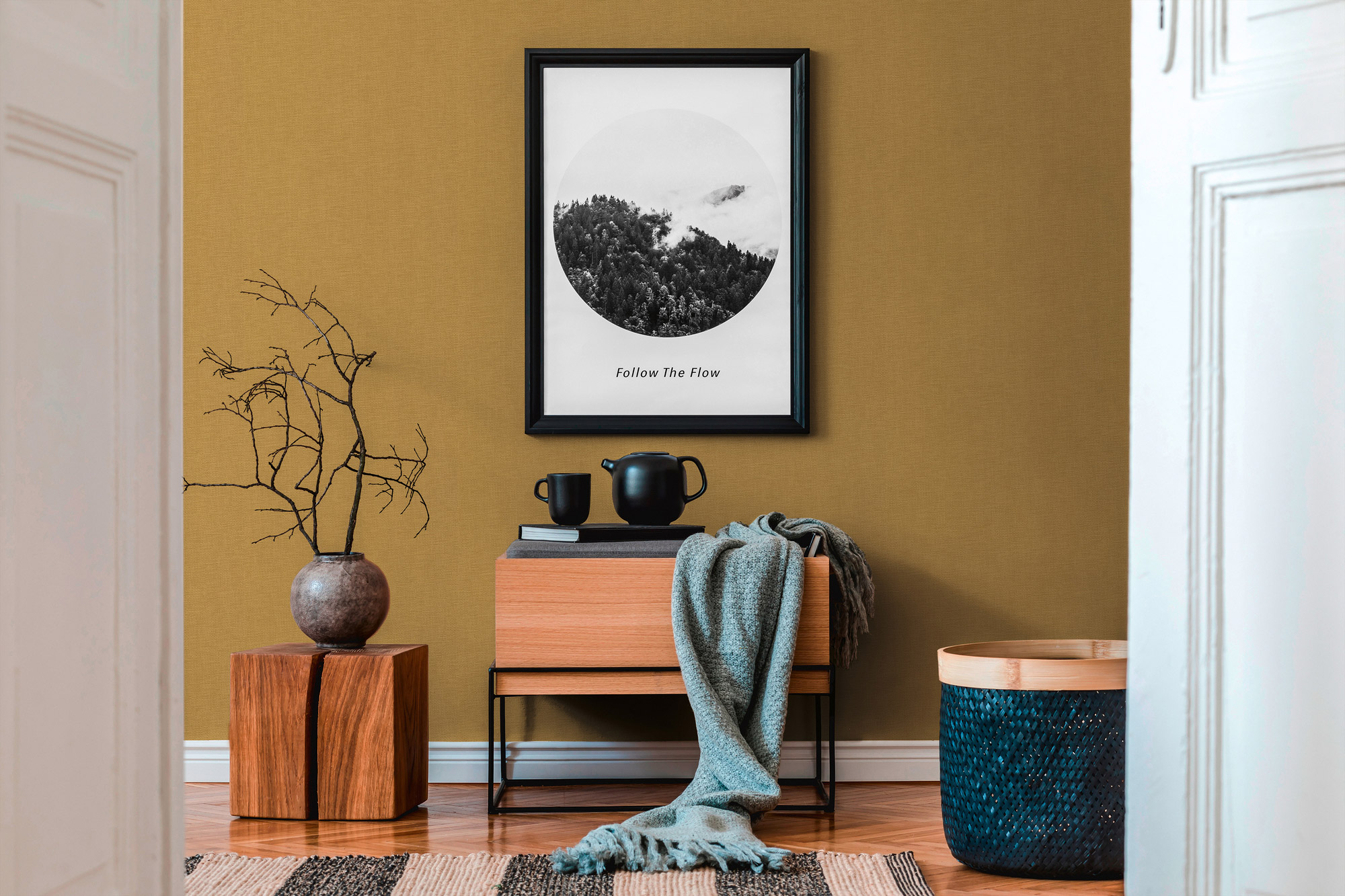 AS Vliestapete #Hygge Stoffoptik Gelb 386136