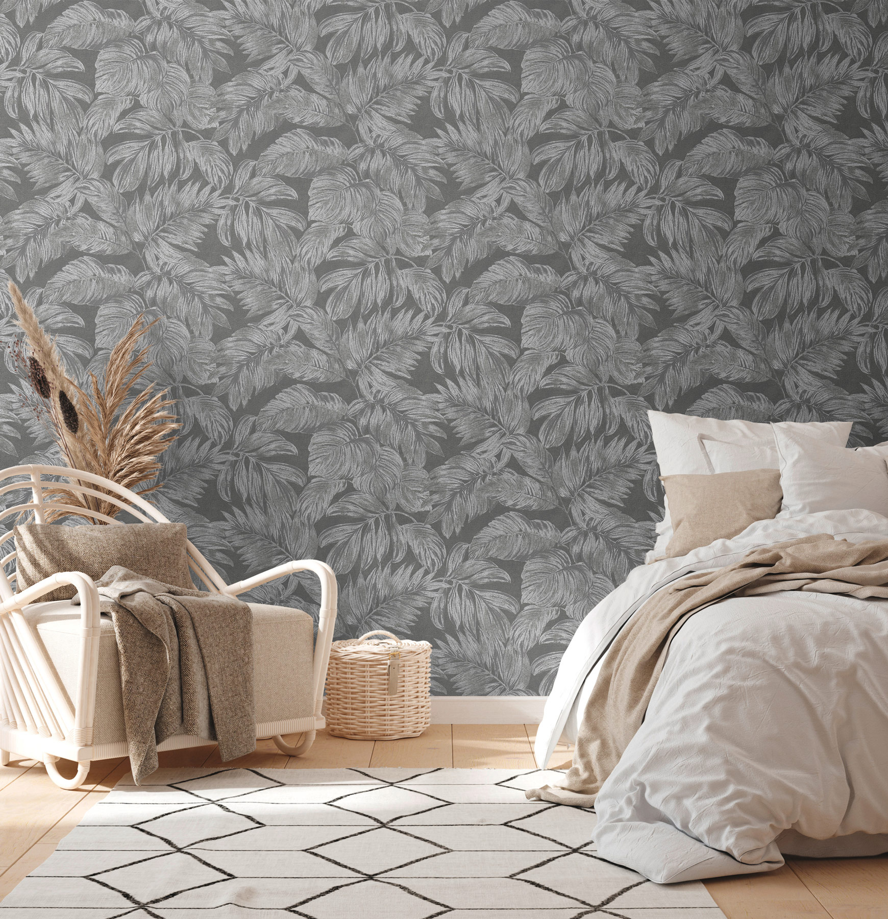 AS Vliestapete Casual Living Anthrazit Floral 393404