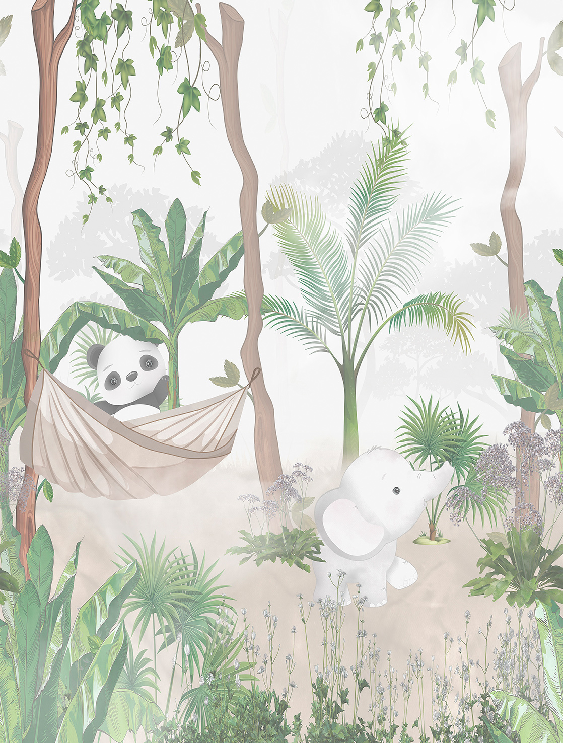 Decoprint Fototapete Cute Walls Dschungel Panda CW60101