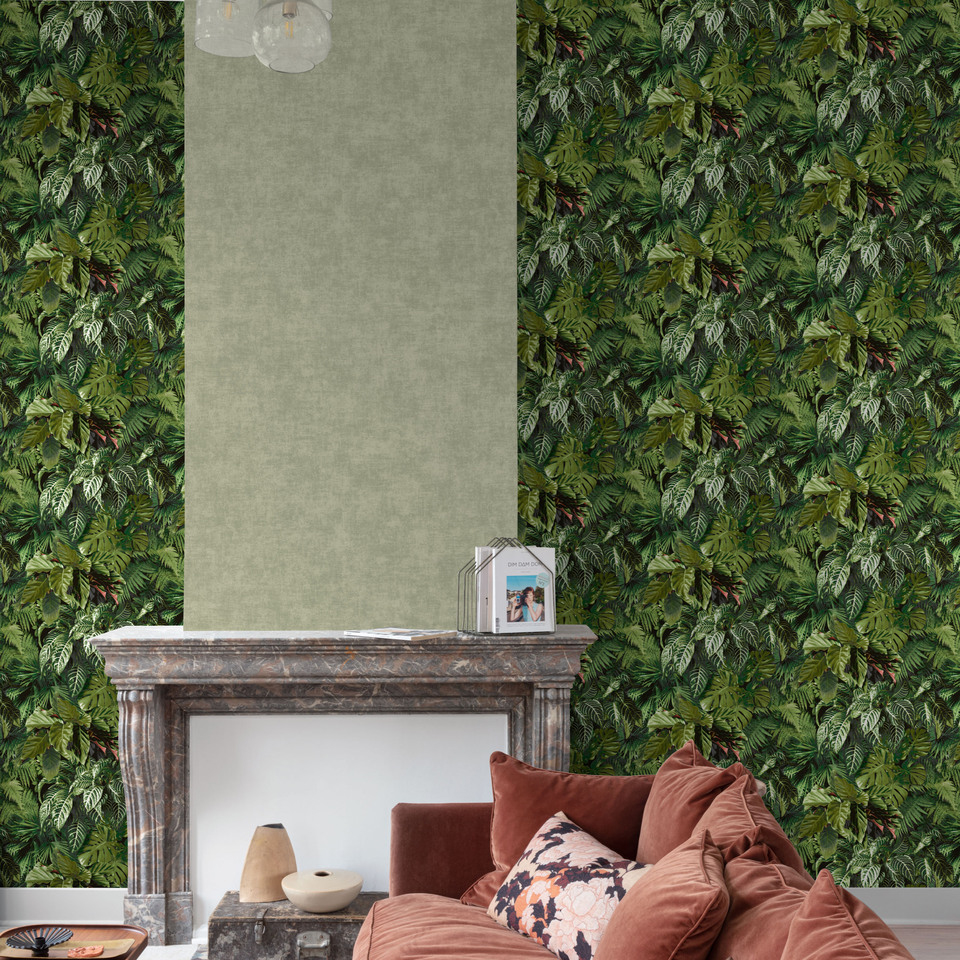 Grandeco Vliestapete Ciara Blaetter gruen A58601