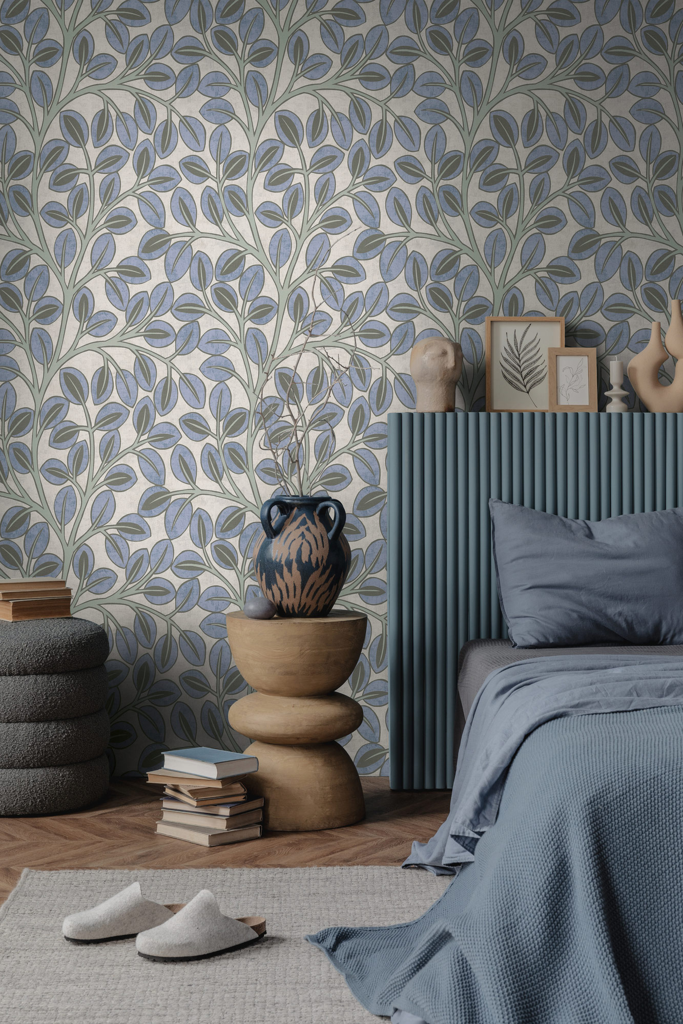 AS Vliestapete Nordic Feeling Blätter Äste Zweig Blau 791501