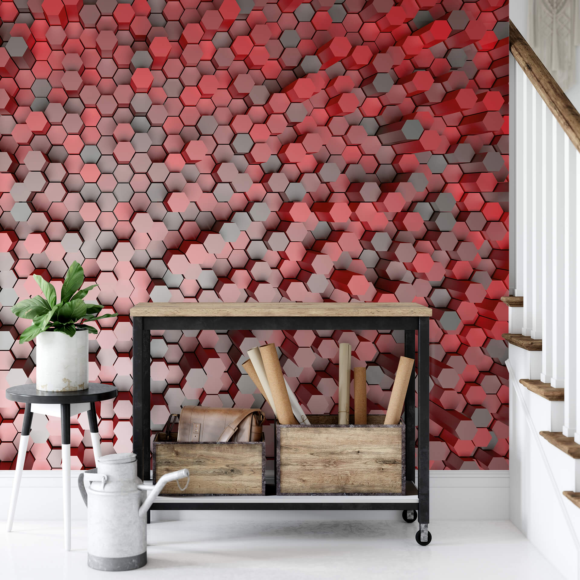 AS Fototapete Designwalls 2.0 3D Pentagons Red DD118893