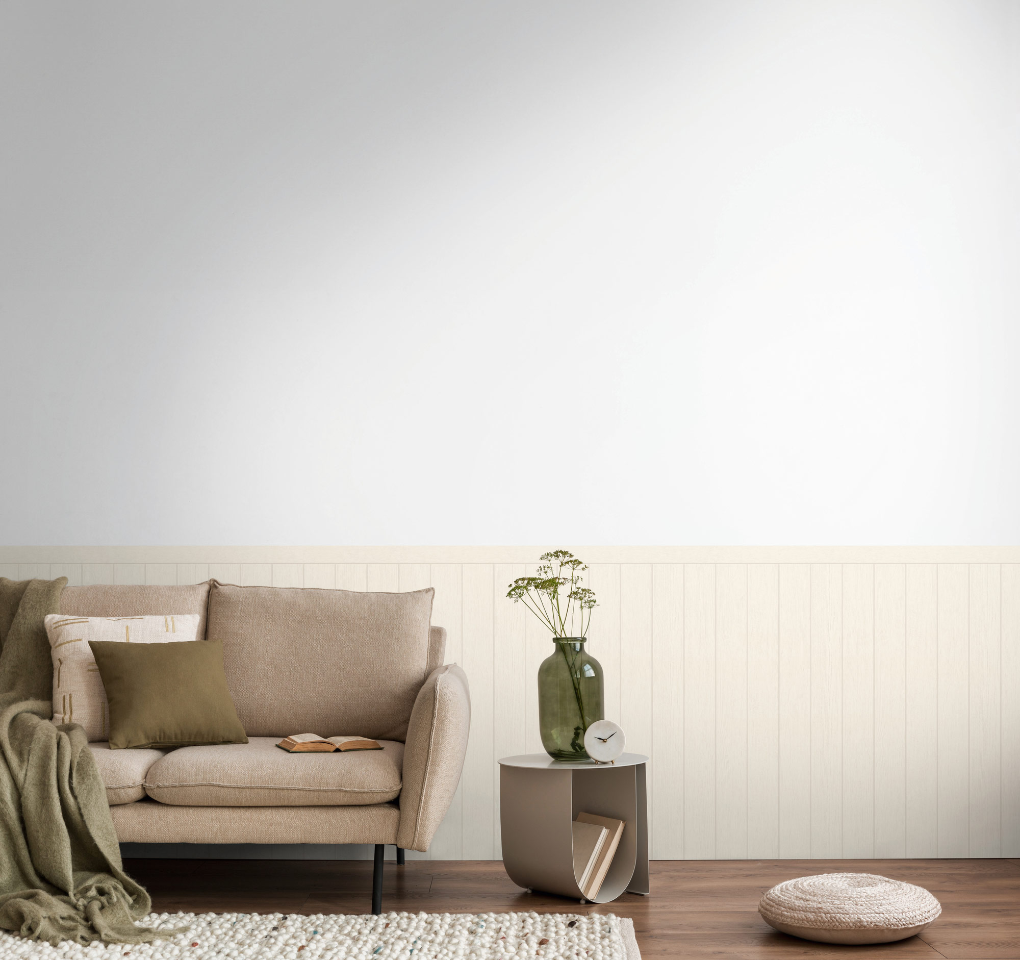 AS Vliestapete Wallpanel hellgrau Holzpaneele 398032