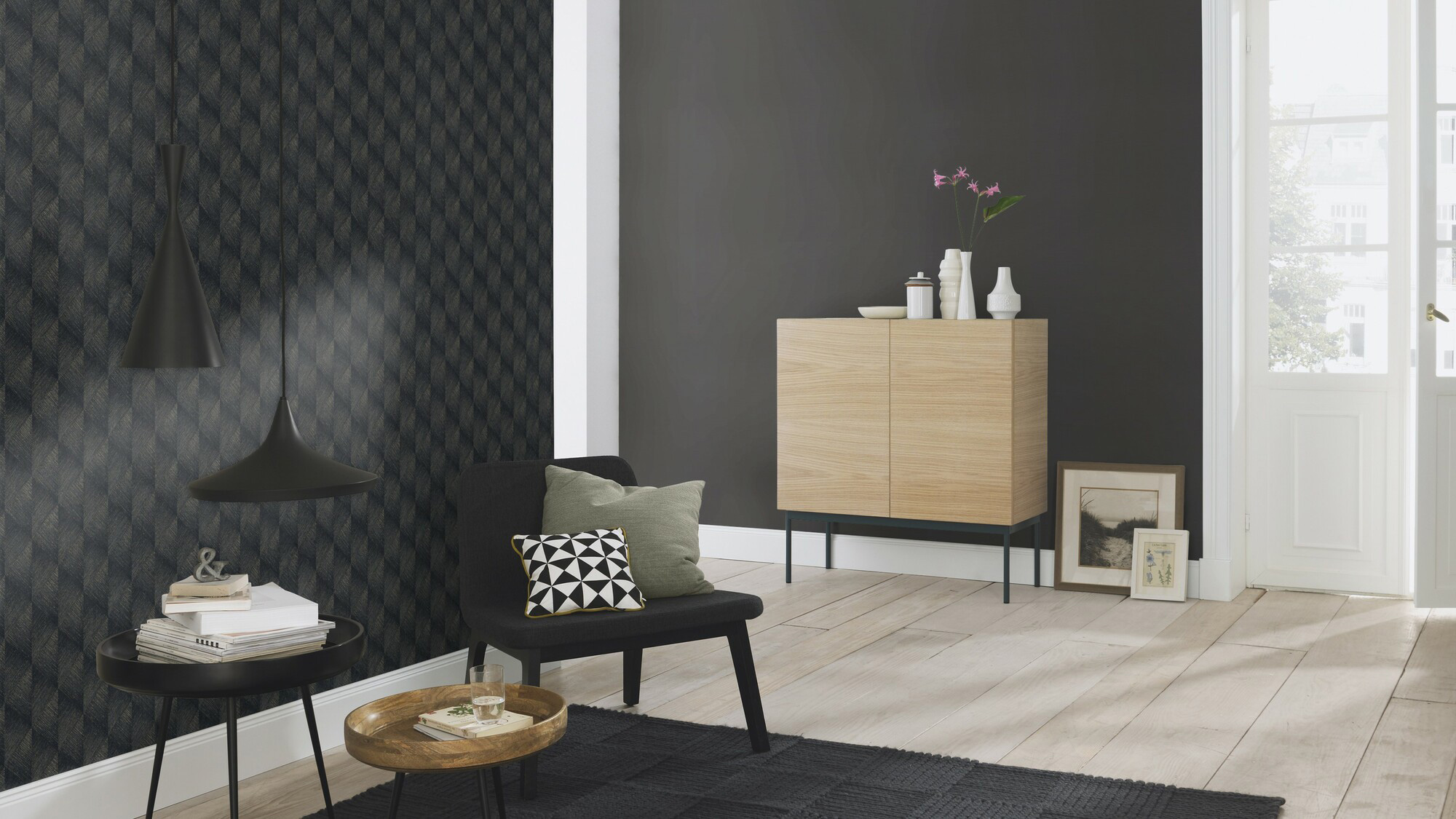 Rasch Vliestapete Allegretto Schwarz-Mattschwarz 688023