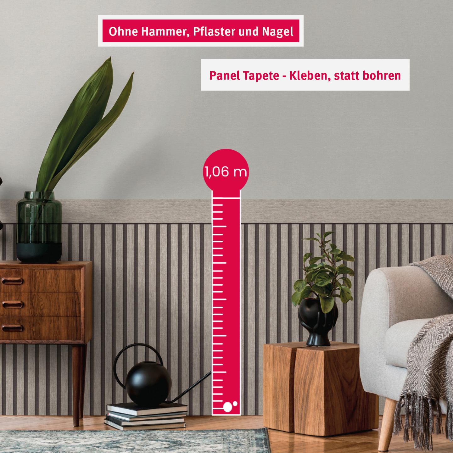 AS Vliestapete Wallpanel Greige Holzpaneele 397442