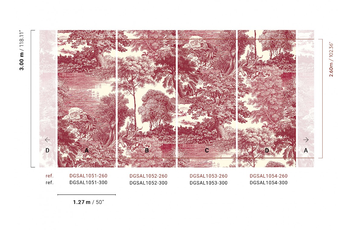 Masureel Fototapete Amazone Salcey Burgundy DGSAL1051260