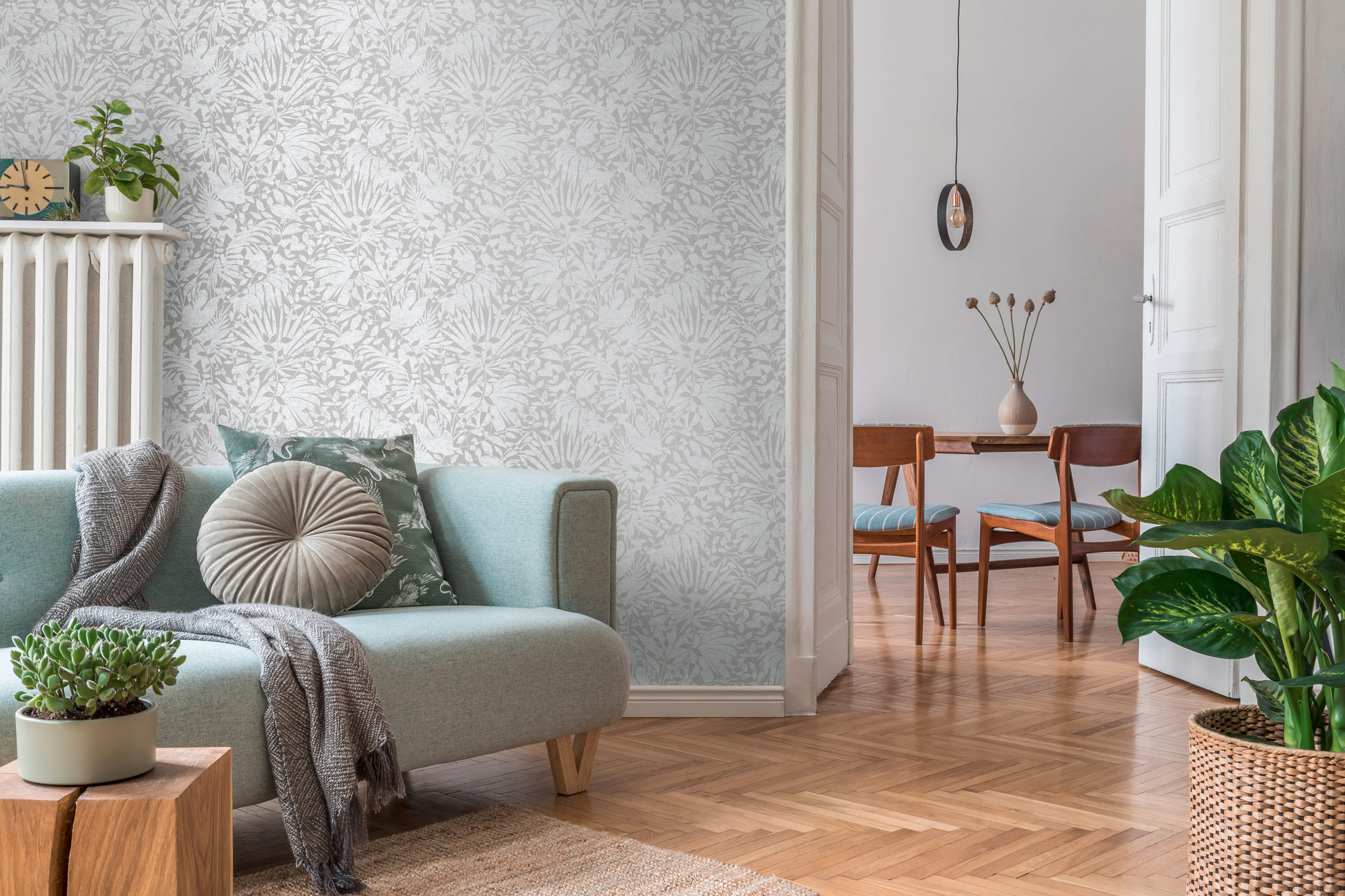 AS Vliestapete The BOS hellgrau Blumentapete 388312