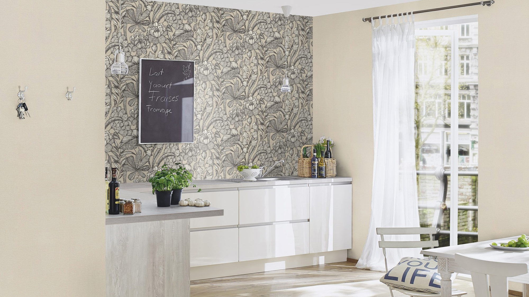 Rasch Vliestapete Liverna Beige-leinen 555851