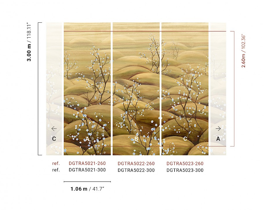 Masureel Fototapete Panel Traces Sakura Midori DGTRA5021260