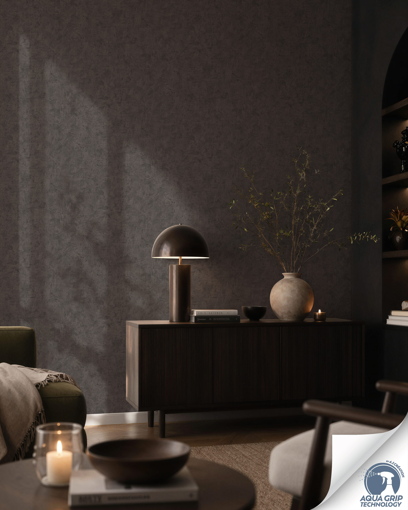 AS Vliestapete Cosiness Designdrop 2 Uni Schwarz 793158