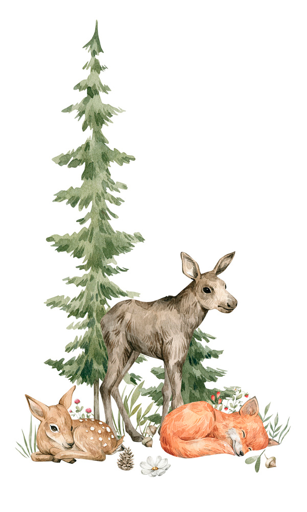Rasch Fototapete Kids World Rehkitz Tiere Wald 364996