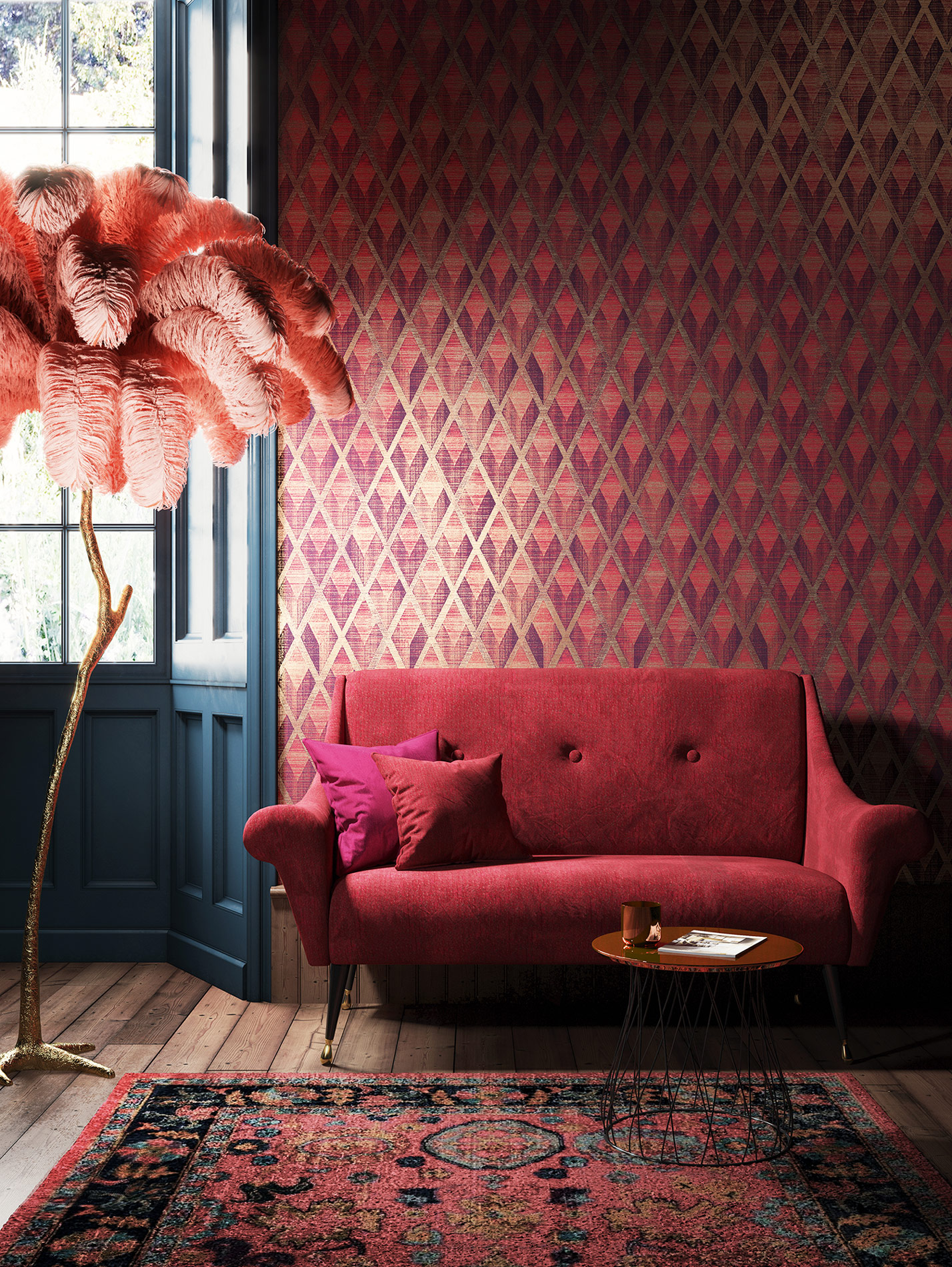 Masureel Vliestapete Texture Book Facet Burgundy CAB504