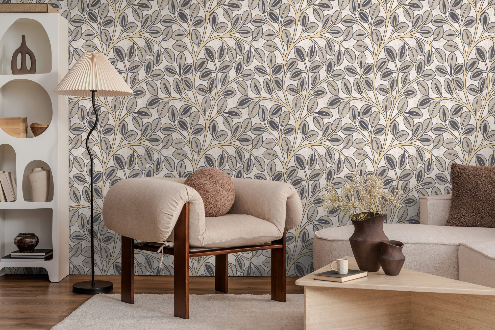 AS Vliestapete Nordic Feeling Blätter Äste Zweig Grau 791503