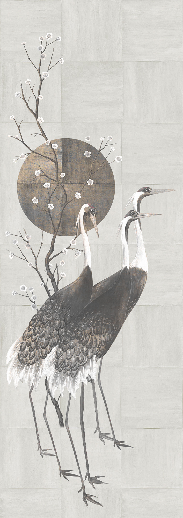 Masureel Fototapete Panel Traces Tsuro Silver DGTRA7031260