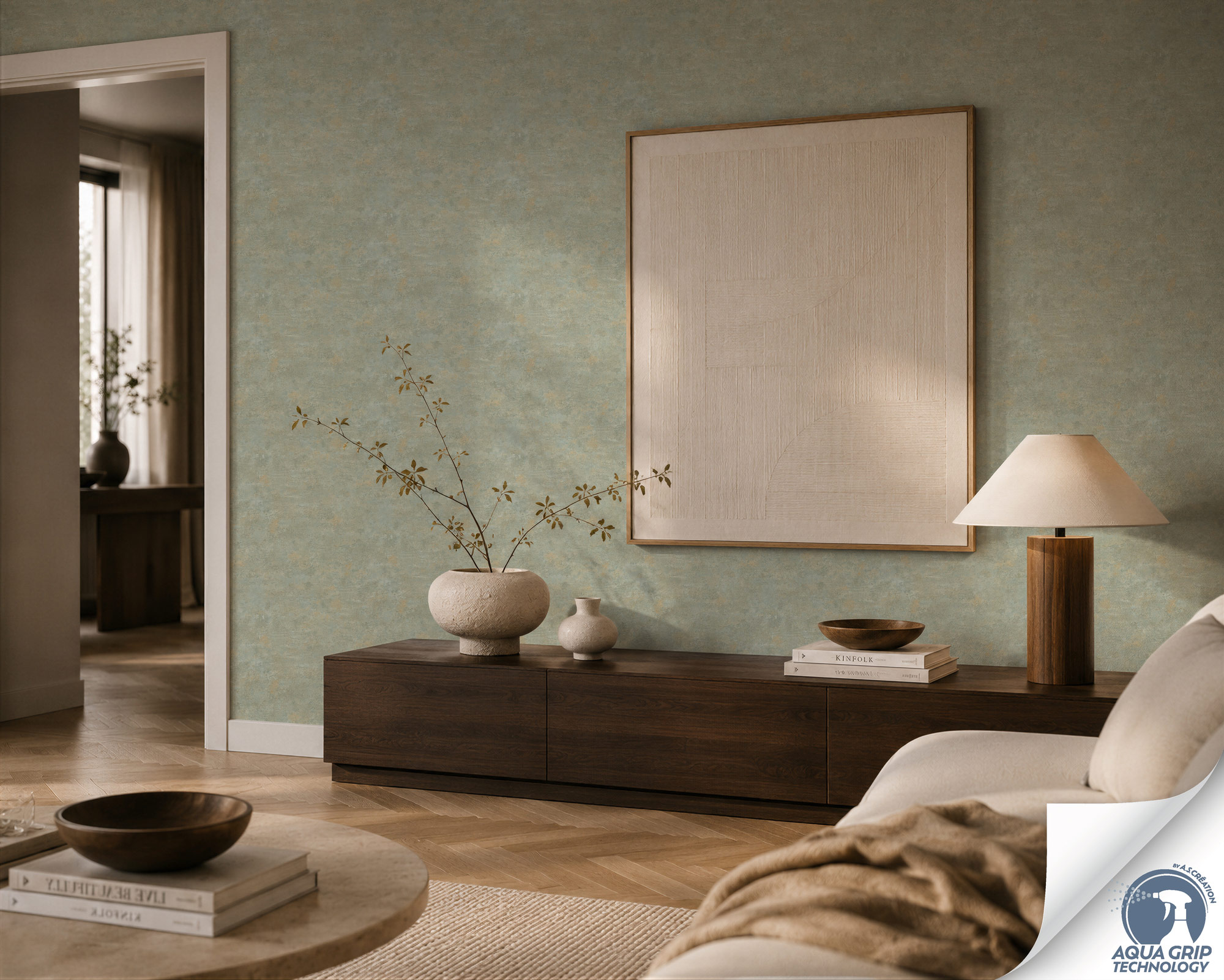 AS Vliestapete Cosiness Designdrop 2 Struktur Grün 793184