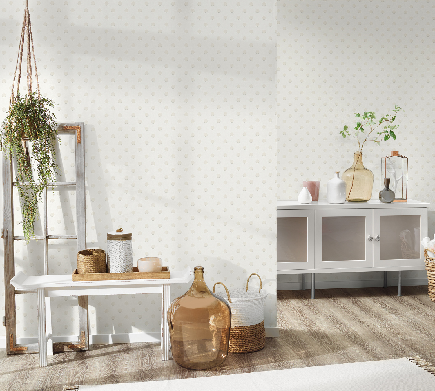 Thomas Vliestapete Dots weiss/beige TLT010 - 363362