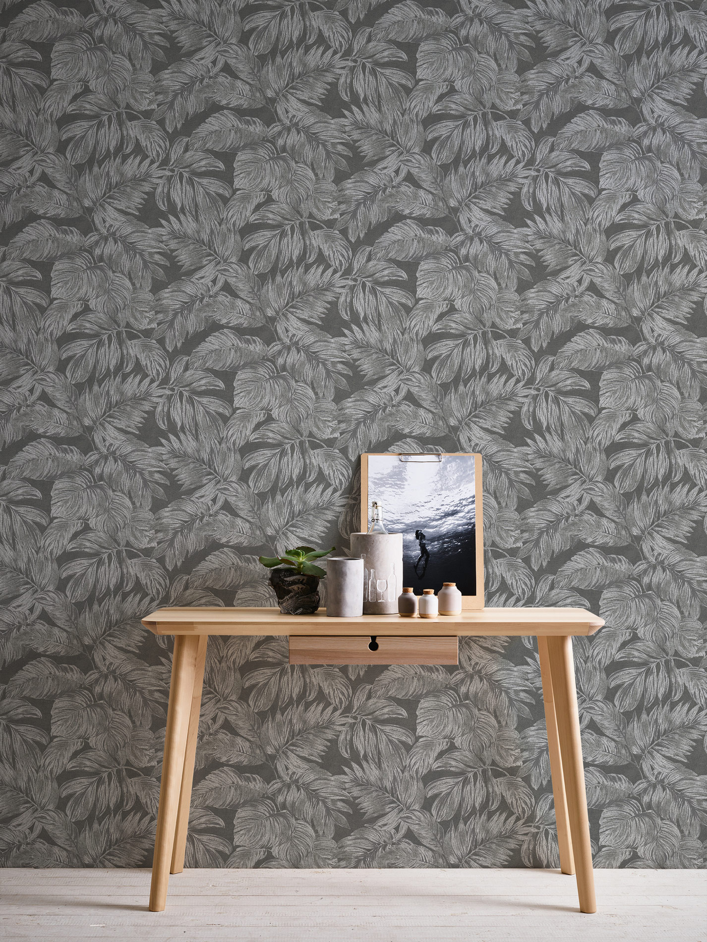 AS Vliestapete Casual Living Anthrazit Floral 393404