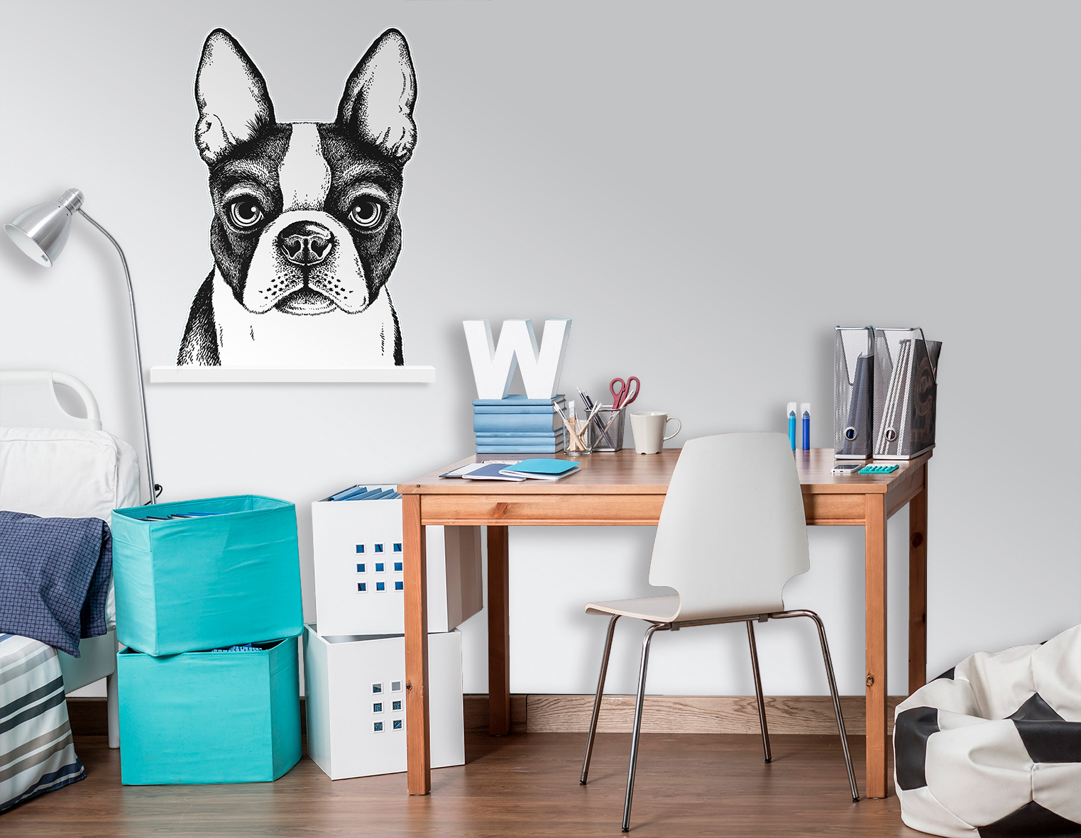 Thomas Fototapete Platin Formen  Bulldogge weiss schwarz