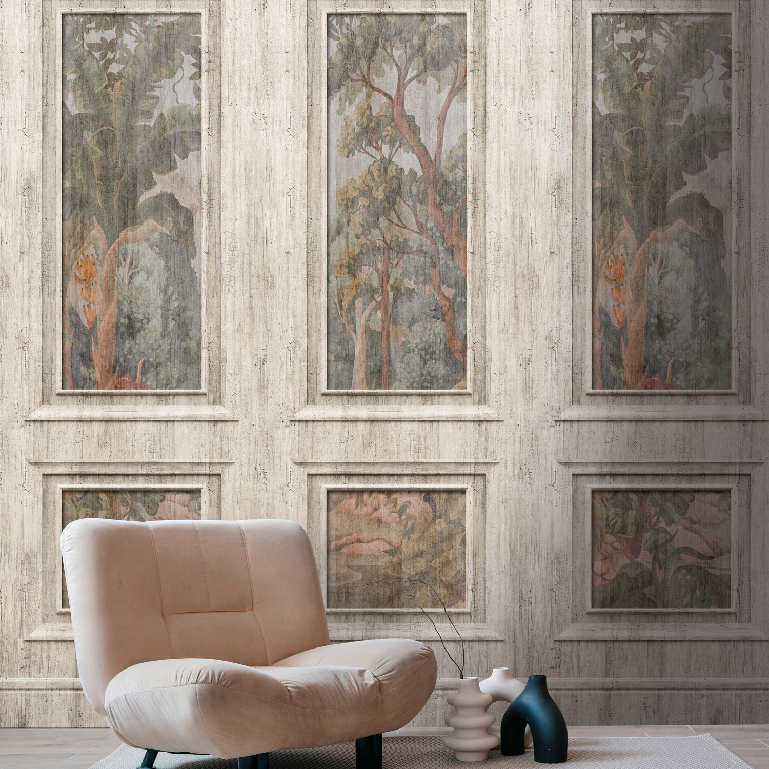 AS Vliestapete Wallpanel beige Wald 398041