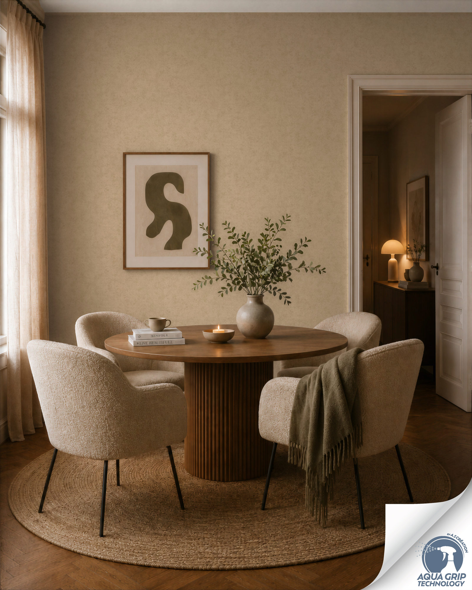 AS Vliestapete Cosiness Designdrop 2 Uni Beige 792841