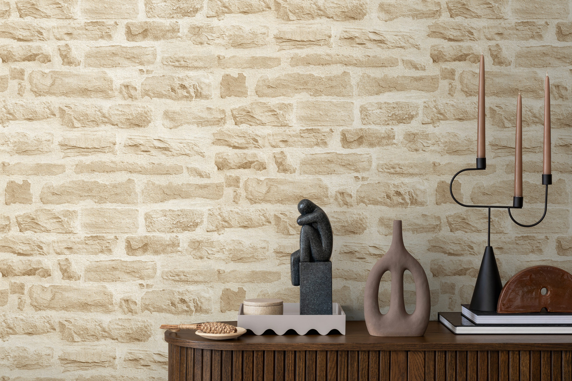 AS Vliestapete Elements 2 Steintapete Beige Mauer 355802