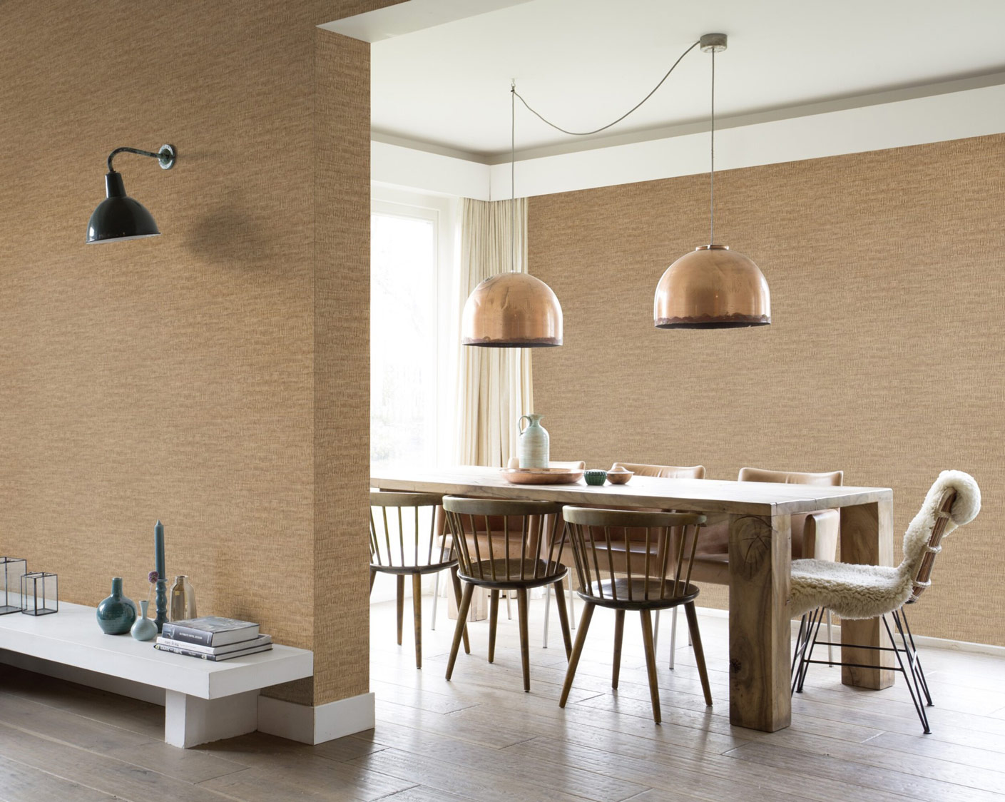 Rasch Vliestapete Amara Braun-Messing dunkel 720648