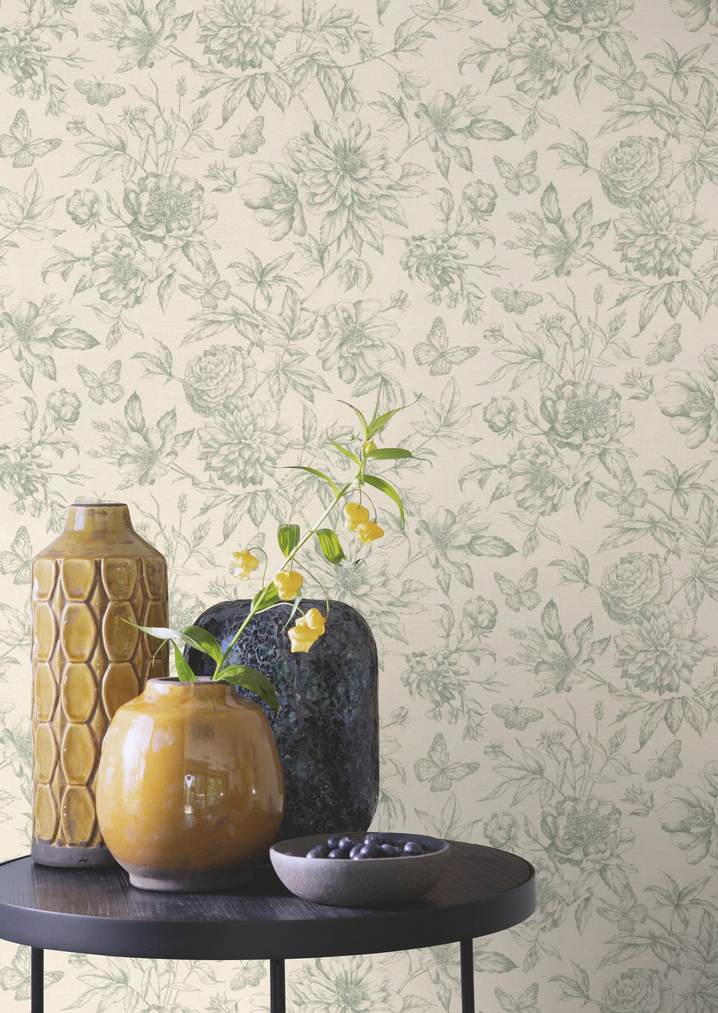 Rasch Vliestapete Peonies Grün Blumen 793925