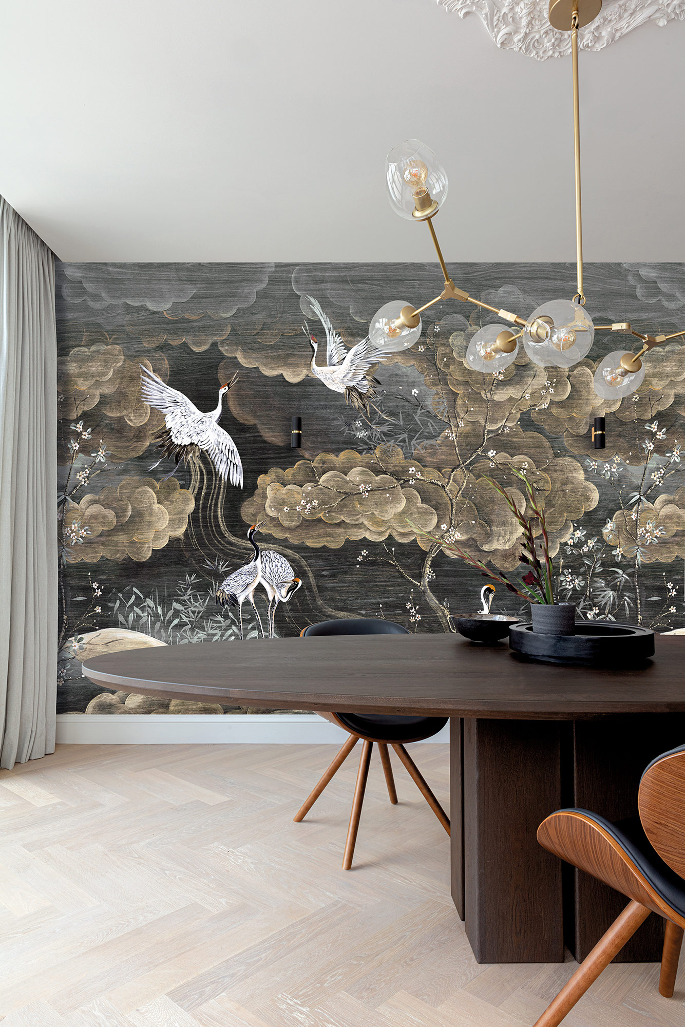 Masureel Fototapete Panel Traces Byobu Night DGTRA4011260