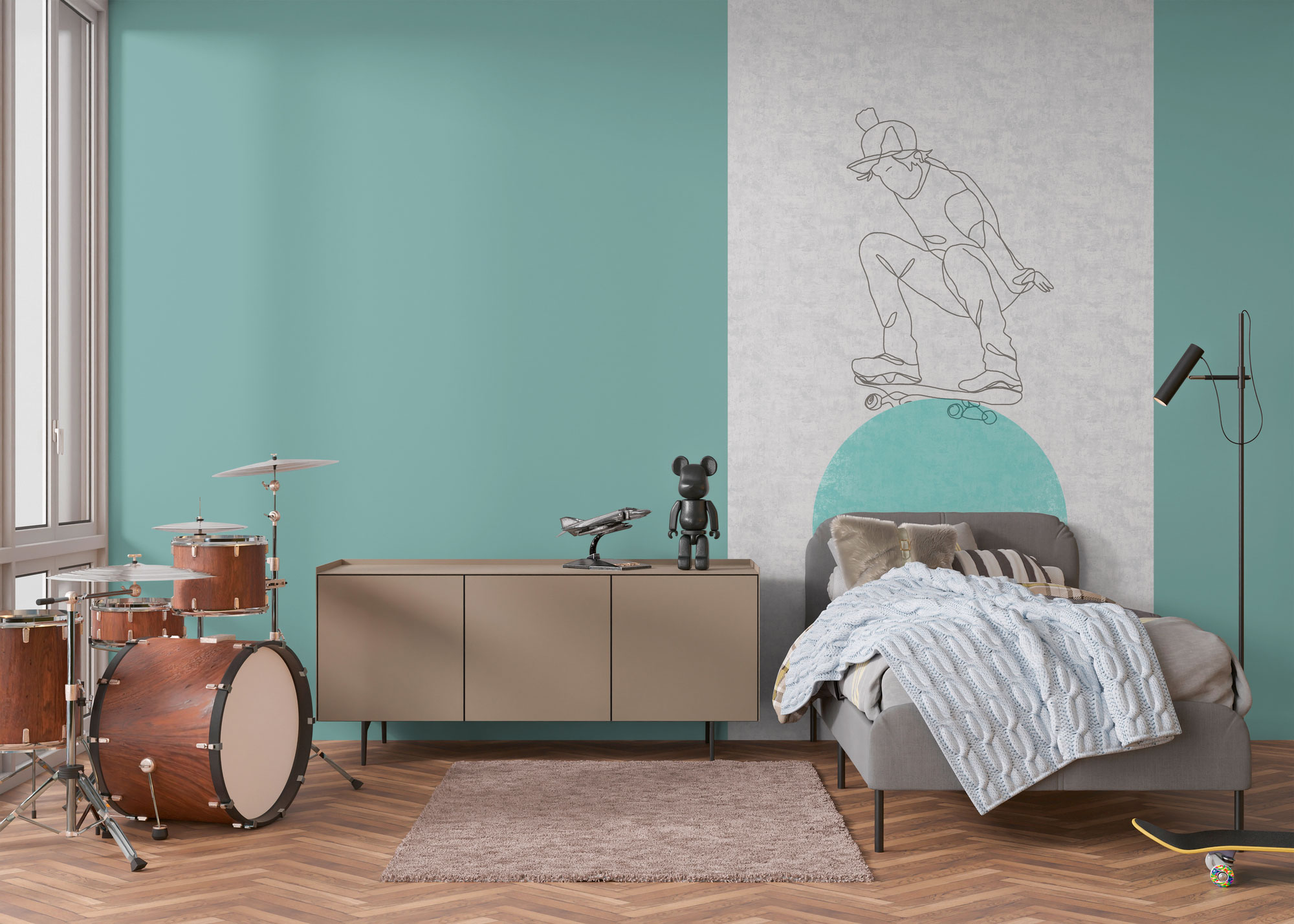 AS Vliestapete Lilly & Luis Skater Blau 770681