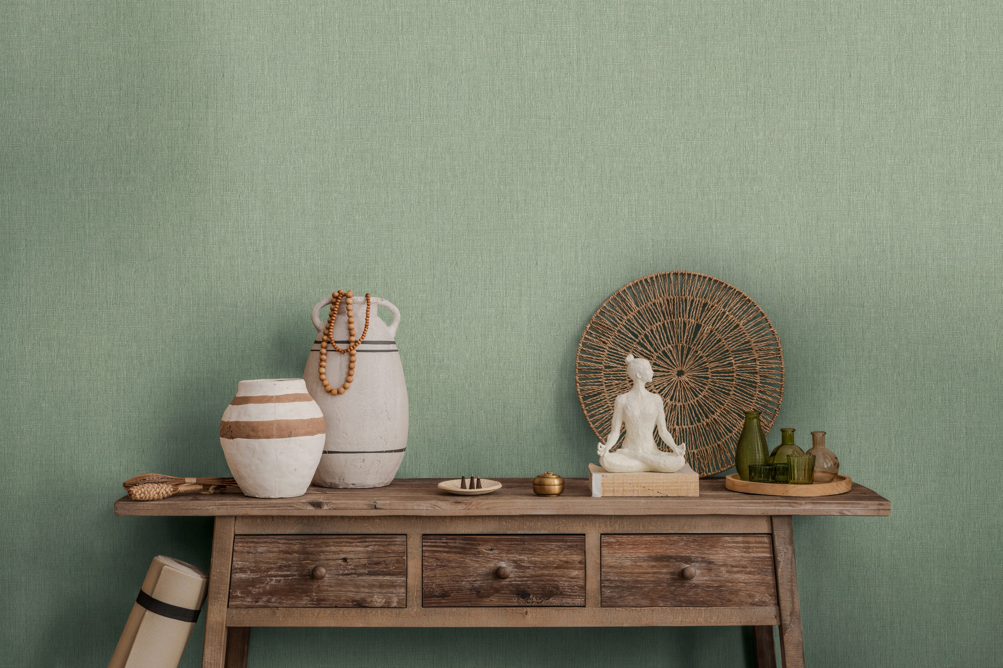 Livingwalls Vliestapete Stories of Life Uni Grün 396519