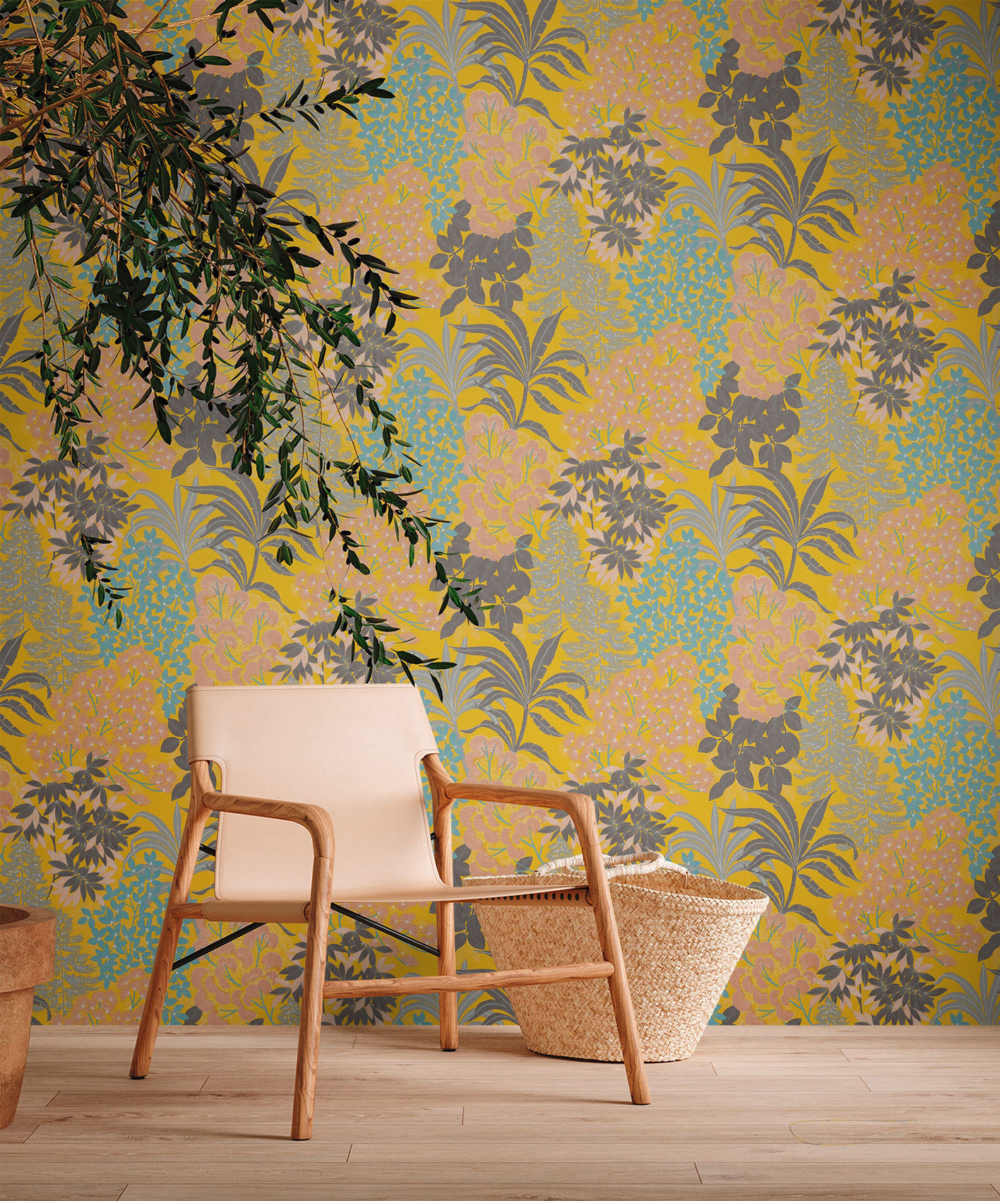 AS Vliestapete MS Travel Styles Blätter Gelb 391283