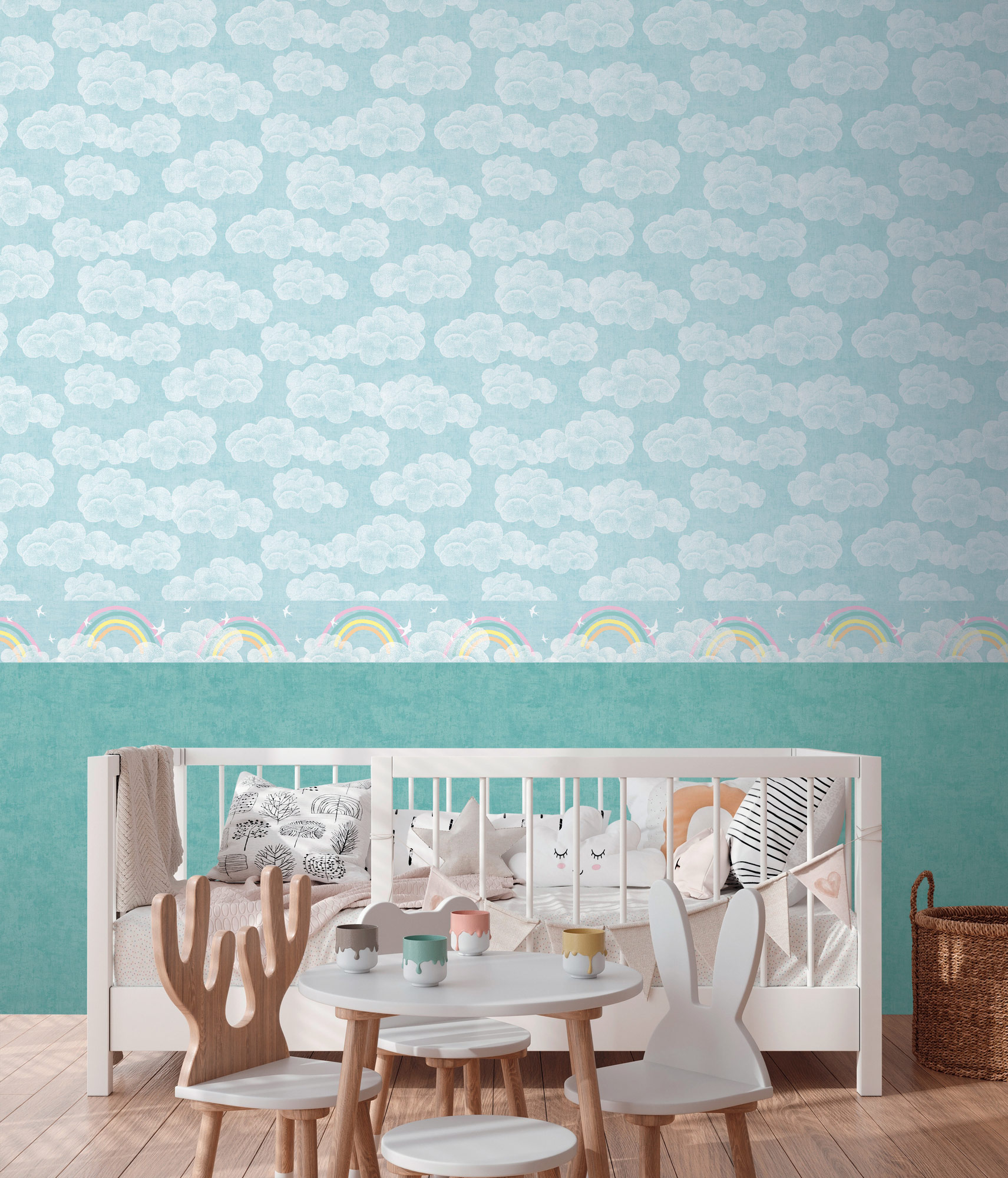 AS Borte Bordüre Lilly & Luis Regenbogen Blau 771451