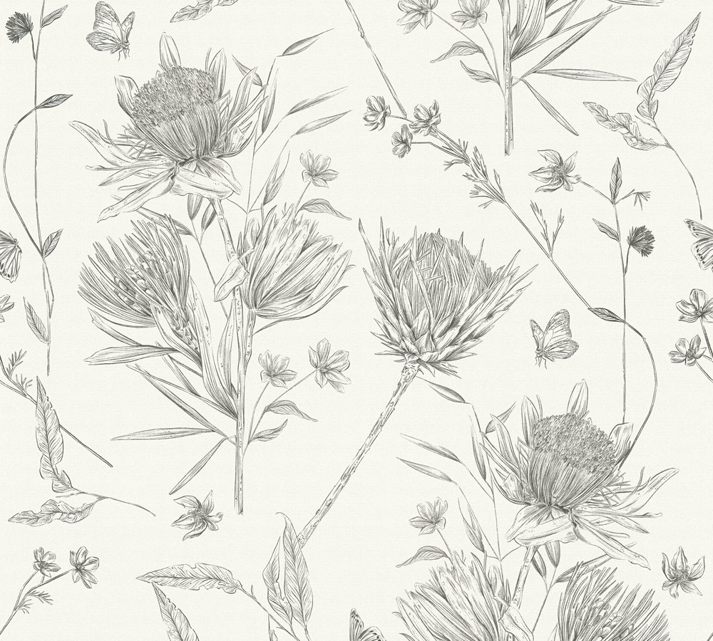 Livingwalls Vliestapete Drawn Into Nature Floral 394272