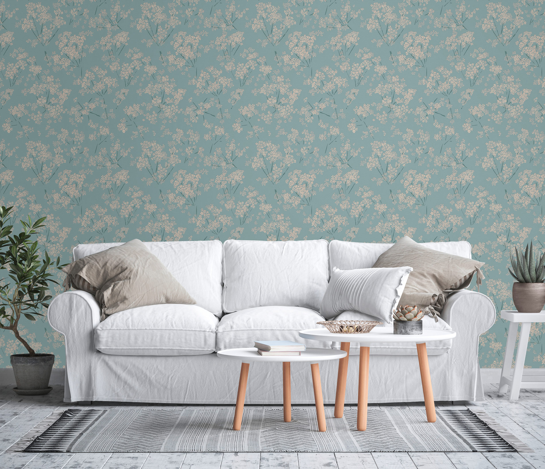 AS Vliestapete Casual Living Blau Blümchen 395485