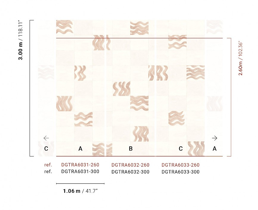 Masureel Fototapete Panel Traces Yugen Peach DGTRA6031260