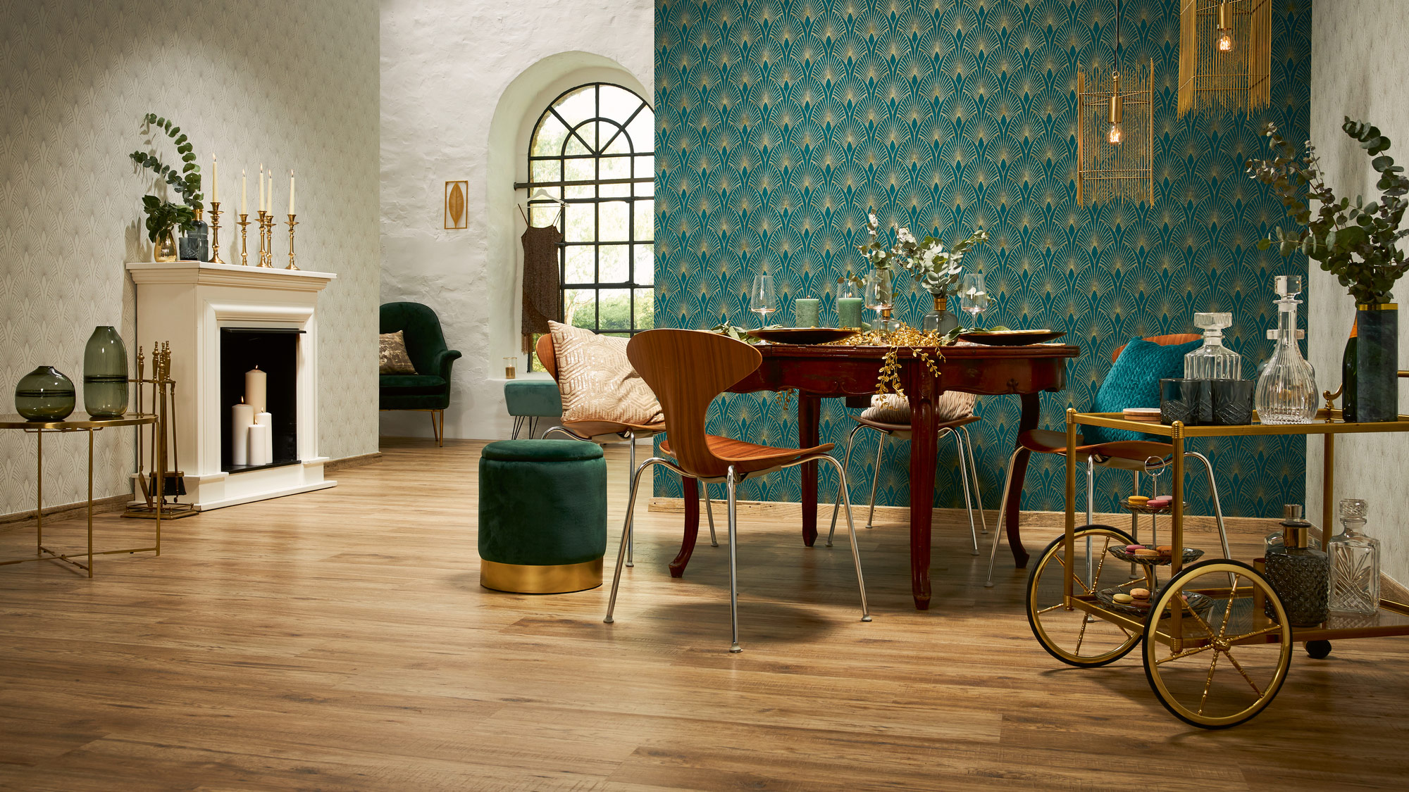 AS Vliestapete New Walls Art Deco Tapete grün 374275