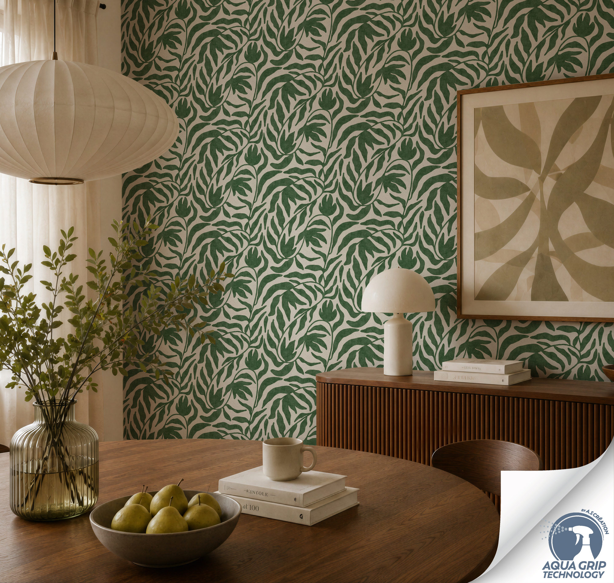 AS Vliestapete Cosiness Designdrop 2 Natur Grün 793144
